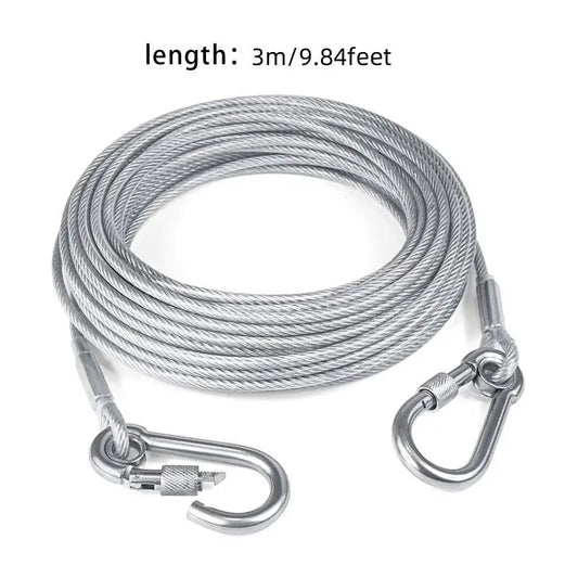 Stainless Steel Double Headed Dog Tie Out Cable Leash