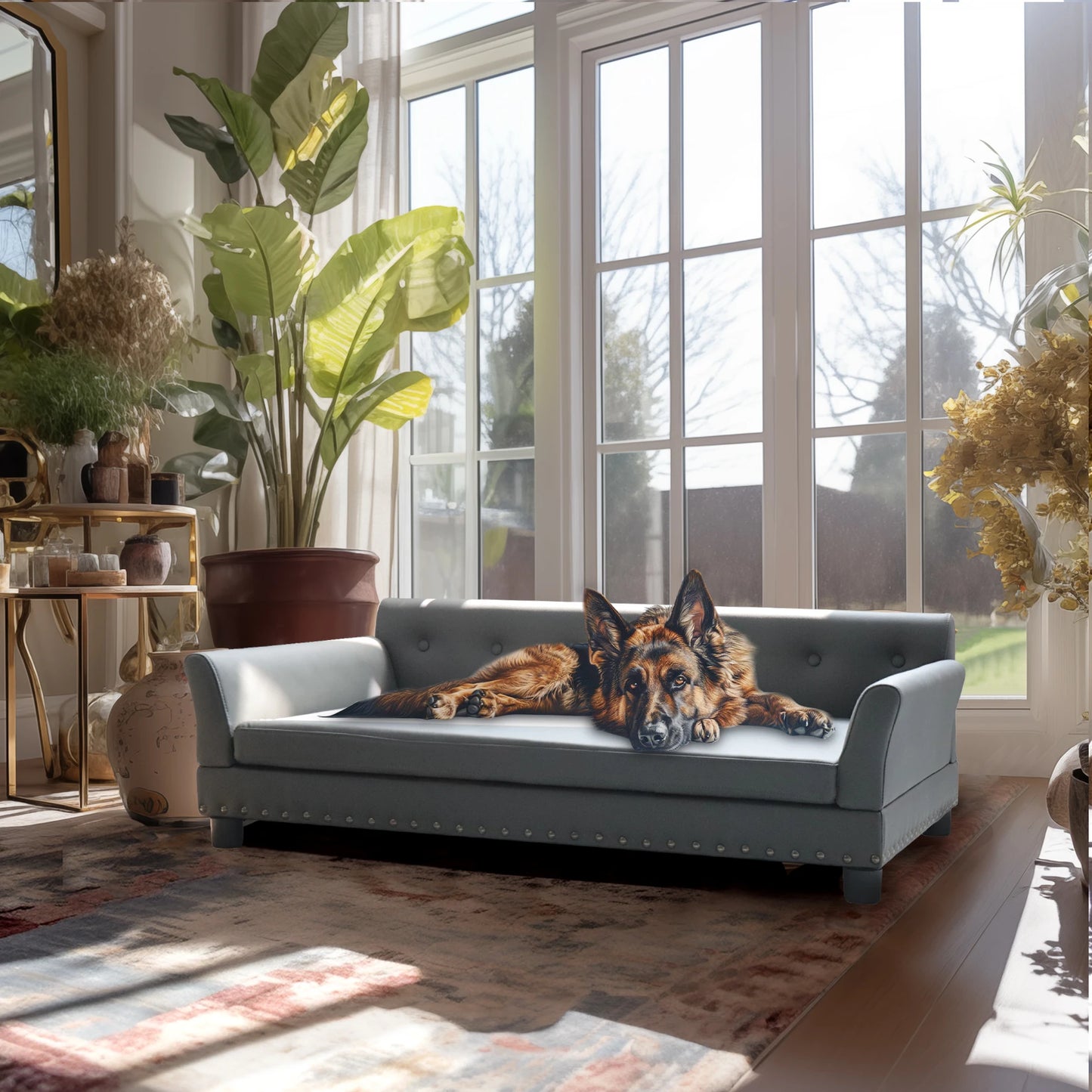 BINGOPAW Elevated Dog Sofa Bed Durable Waterproof Leather