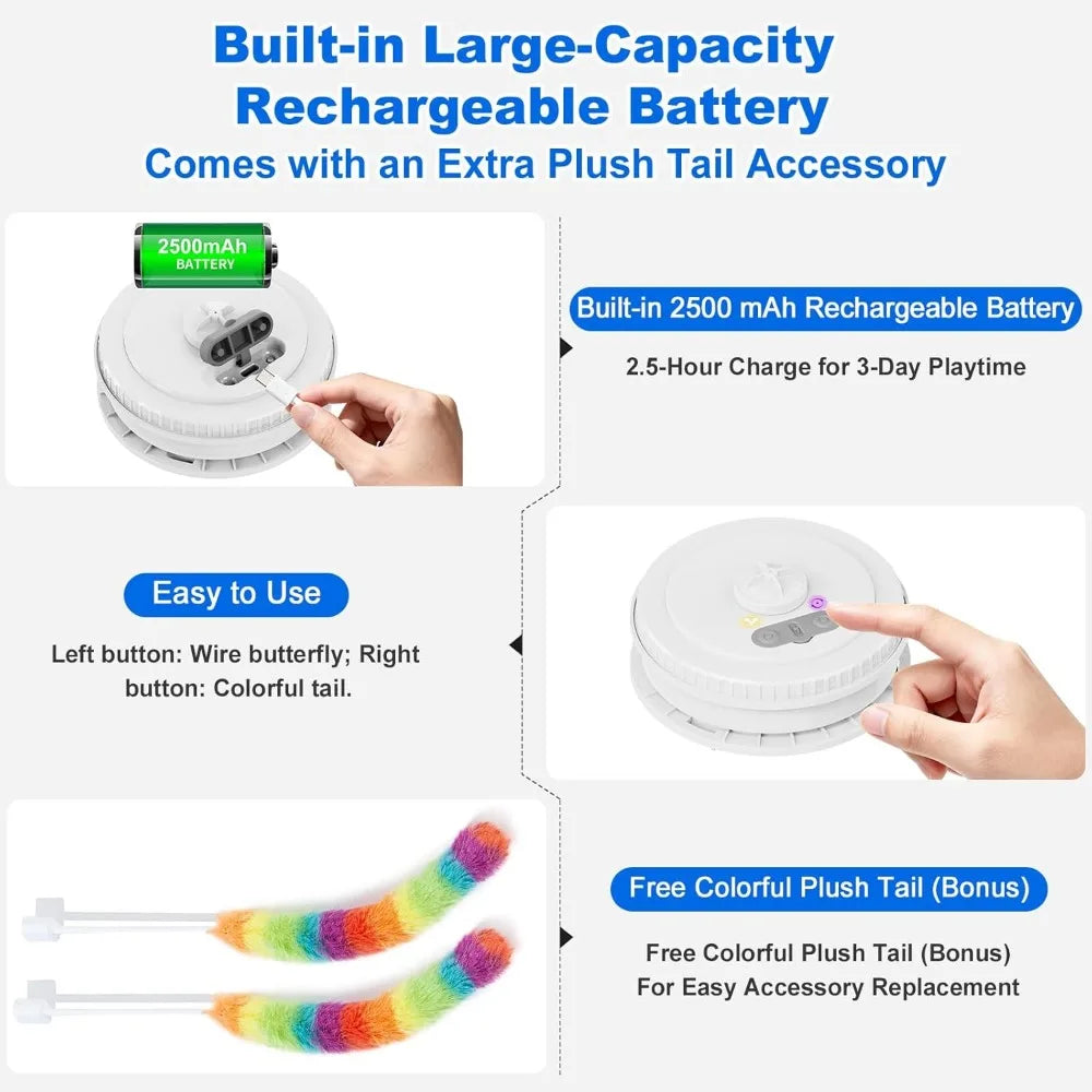 NBVCX Rechargeable Touch Activated Hide And Seek Cat Toy Fluttering