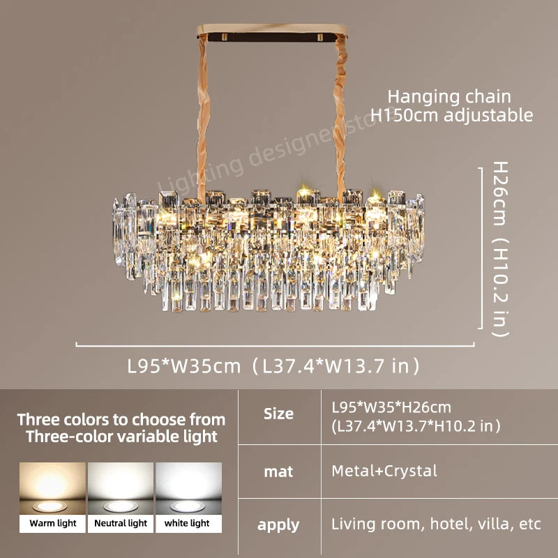 Yingxuan Loft Pendant Lighting Crystal Chandelier For Dining Room