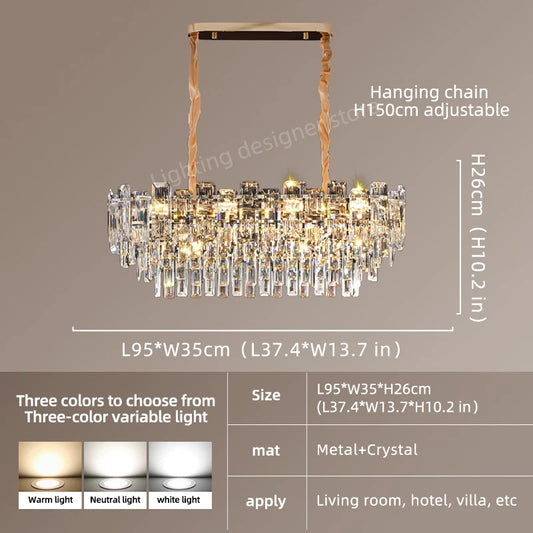 Yingxuan Loft Pendant Lighting Crystal Chandelier For Dining Room