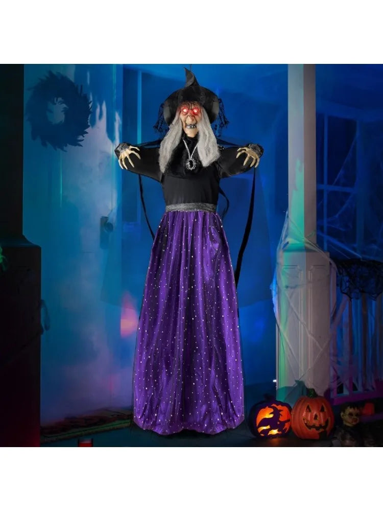 Animated Talking Witch Halloween Decoration With Sound Activated Lights