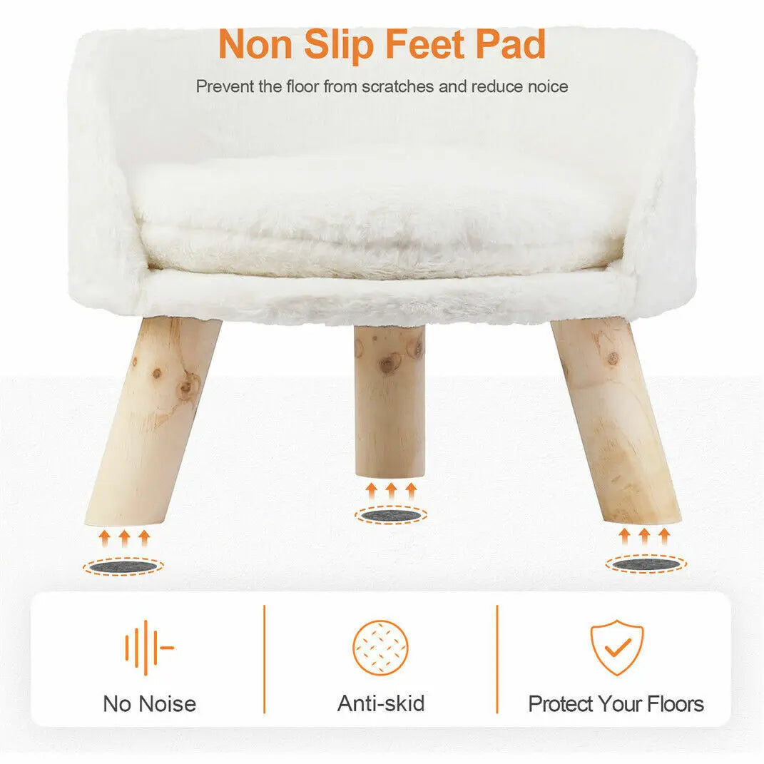 Soft Cat Bed Plush Nest Washable Cushion With Wood Legs