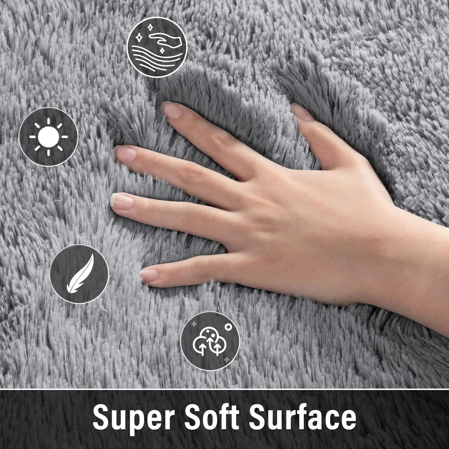 Soft Modern Shaggy Rug Non Slip Plush Area Carpet Indoor Living Room