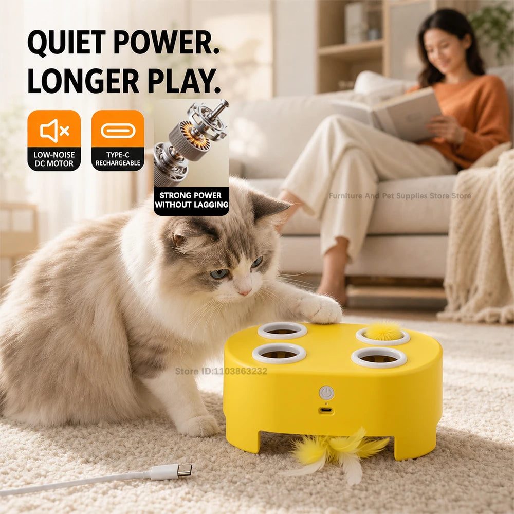 Smart Cat Toy Wand With Feathers Interactive Electric Toy