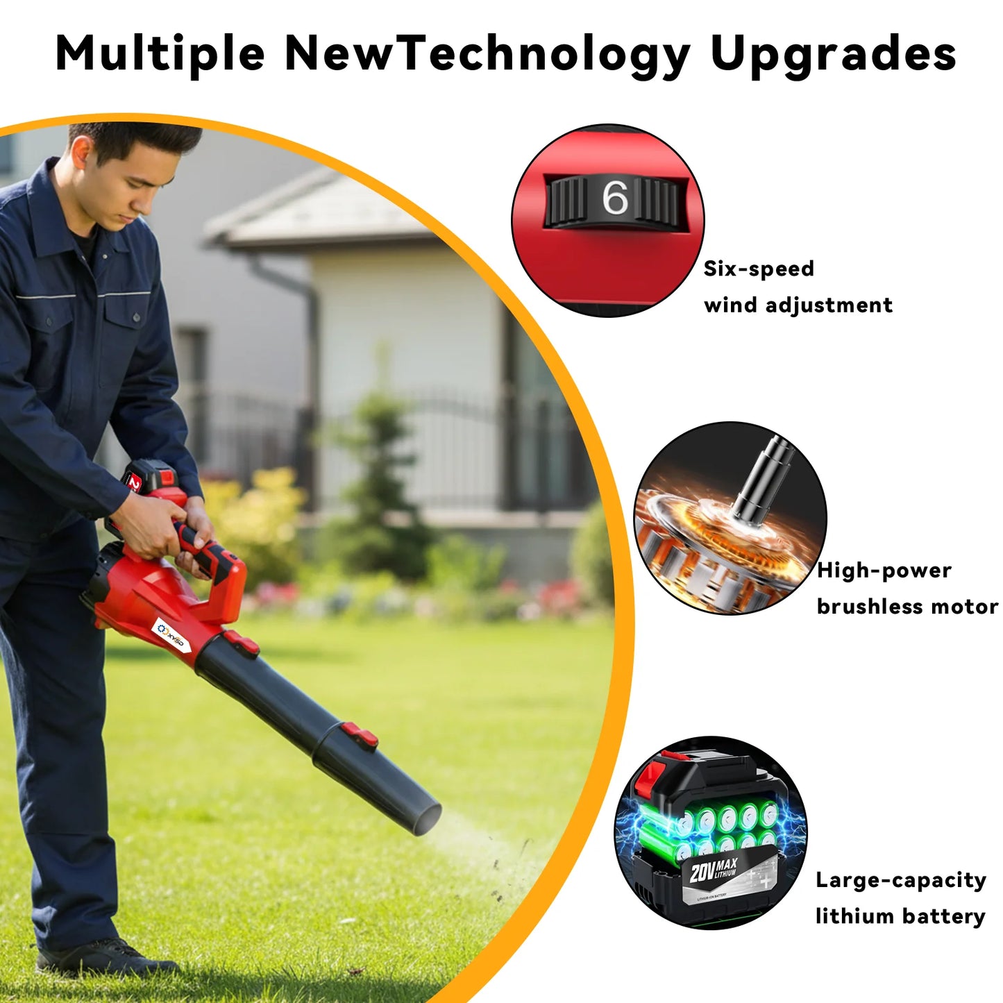 Cordless Leaf Blower 650 CFM 21V Battery Six Speeds