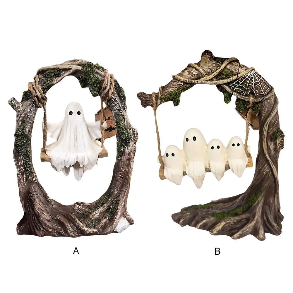Shunmaii Halloween Swing Ghost Figurine Resin Ornament For Desk