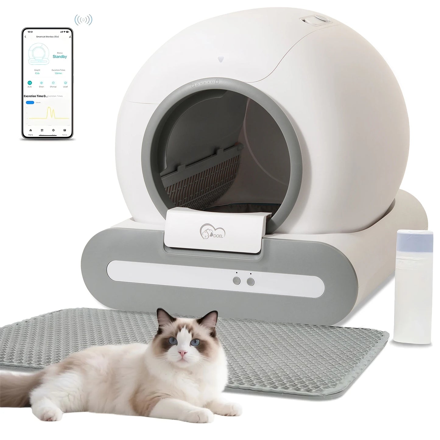 DOEL Self Cleaning Cat Litter Box With App Control 2.4G