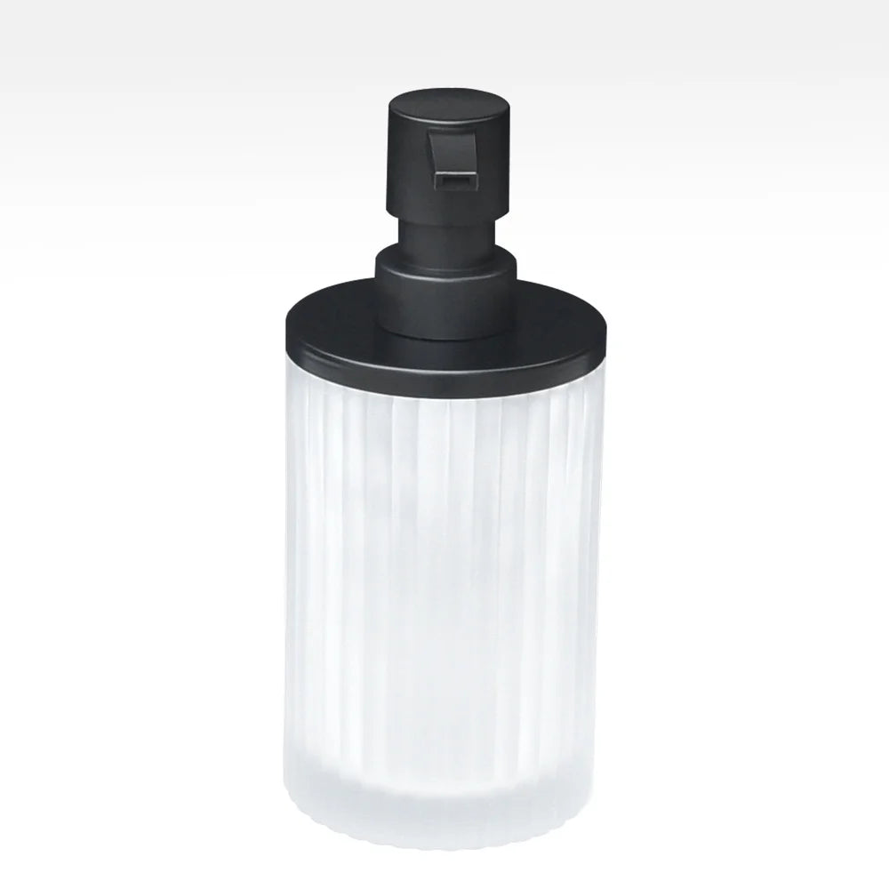Ribbed Glass Metal Soap Pump Dispenser Modern Vintage Style