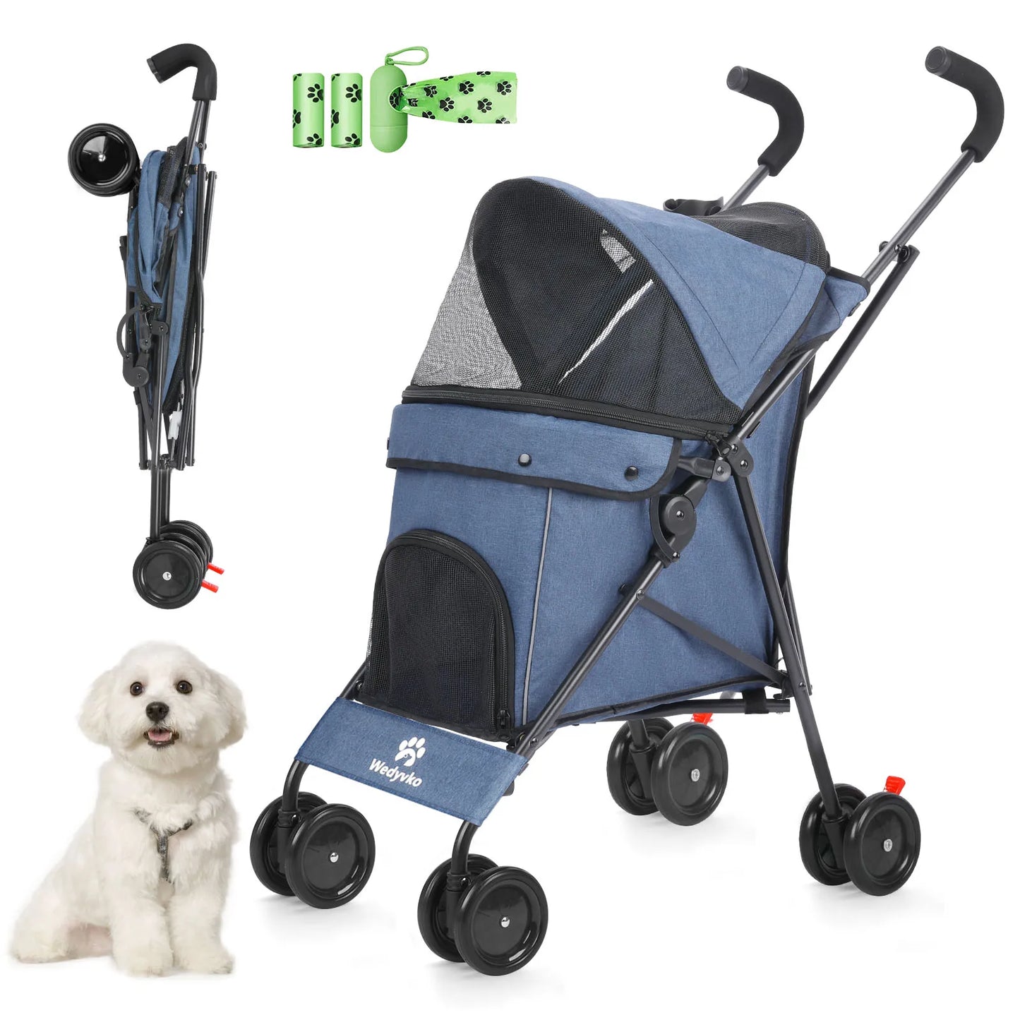 Wedyvko Pet Dog Stroller With Brakes And Storage For Travel