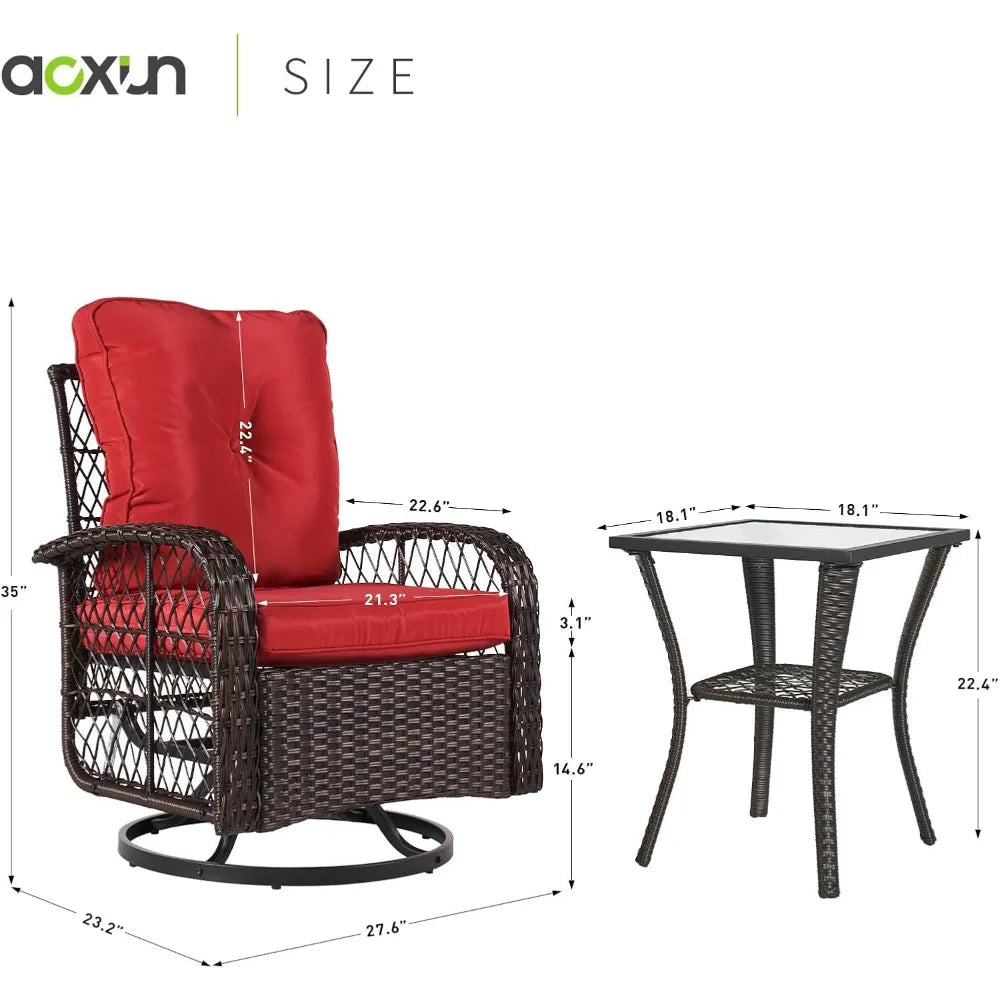 Aoxun 3-Piece Patio Set With Wicker Rocking Chairs