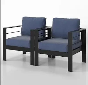 Outdoor Aluminum Armchair Set With Cushions For Patio Furniture