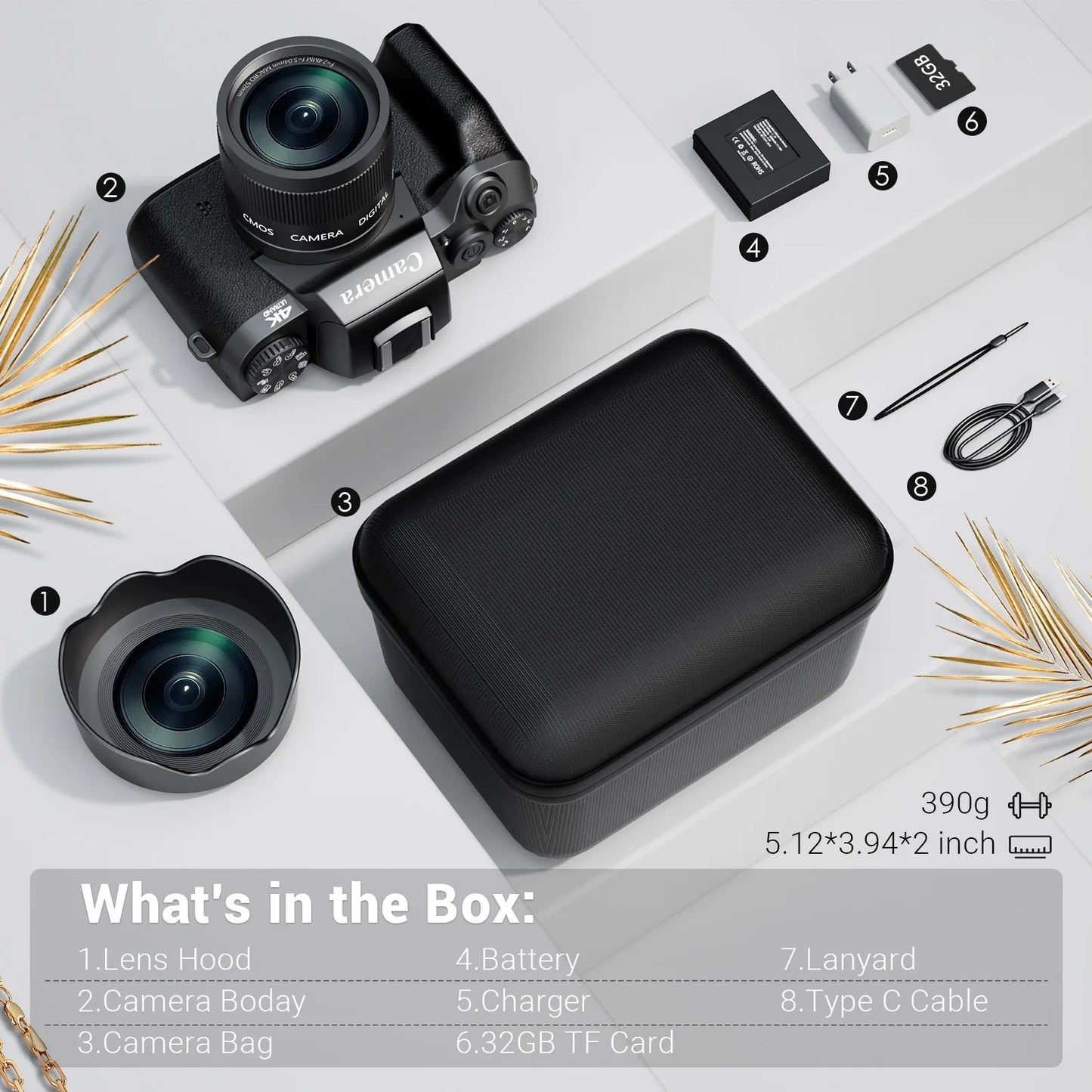 Gavonde 4K 64MP WiFi Vlogging Digital Camera With Flash