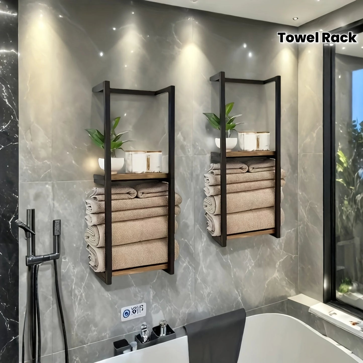 2-Layer Carbon Steel Wall-Mounted Towel Rack French Country Style