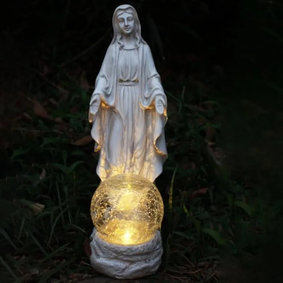 SHXI Solar Virgin Mary Outdoor Garden Statue With Lights