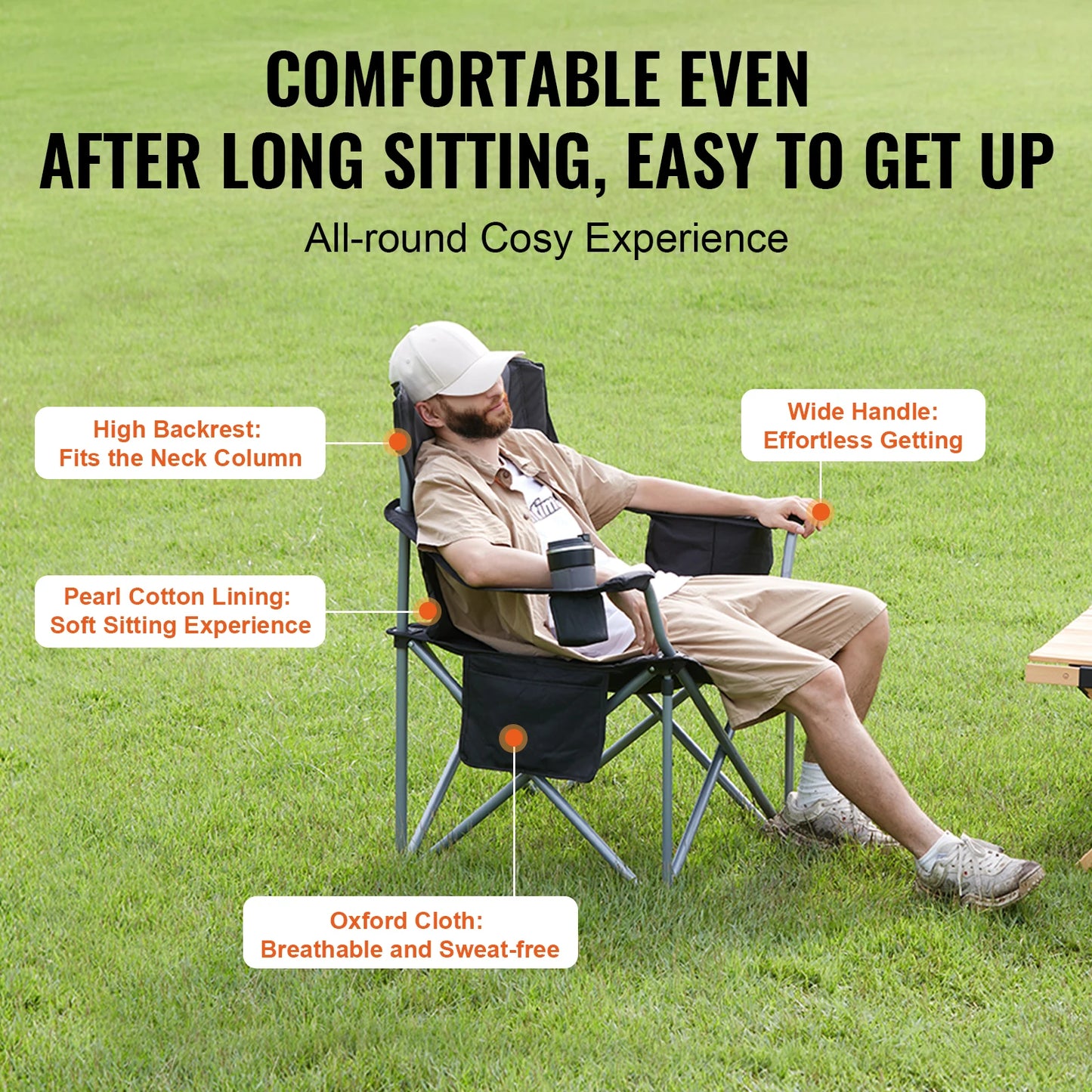 SucceBuy Ultralight Outdoor Folding Camping Chair 350 Pound Capacity