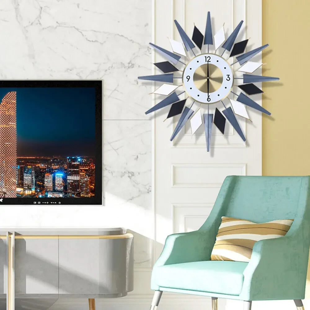 Modern Decorative Wall Clock Silent Non Ticking Retro Star Design