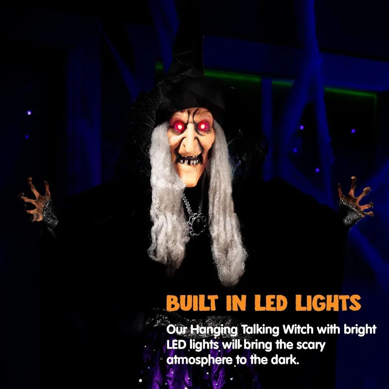 Animated Talking Witch Halloween Decoration With Sound Activated Lights