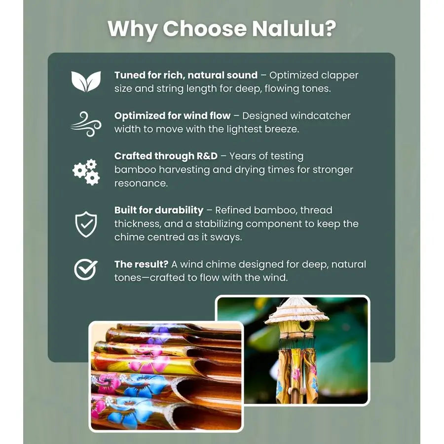 Bamboo Wind Chimes With Birdhouse Outdoor Decor Handcrafted Calming Tones