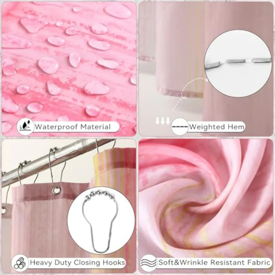 Bathroom Accessory Set With Shower Curtain Rugs Trash Can Dispenser