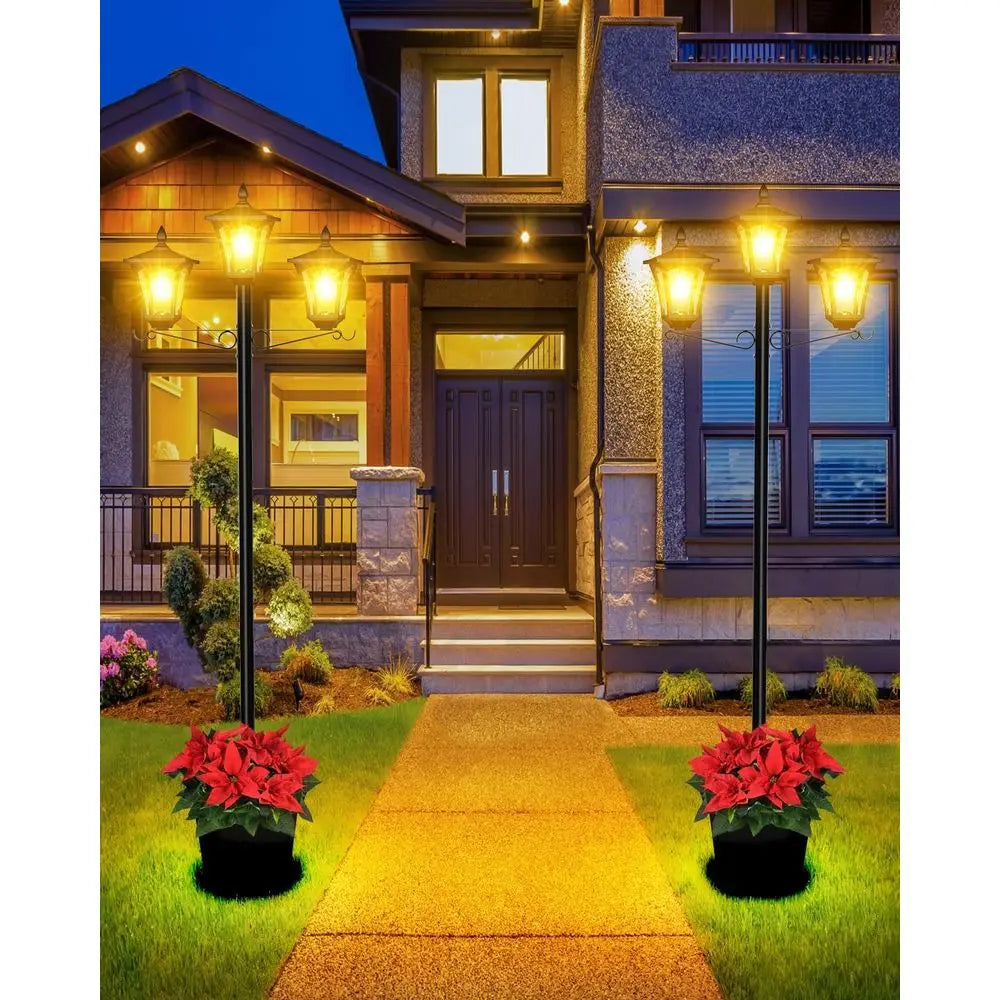 Three-Head Solar Lamp Post Light Outdoor Garden Pathway