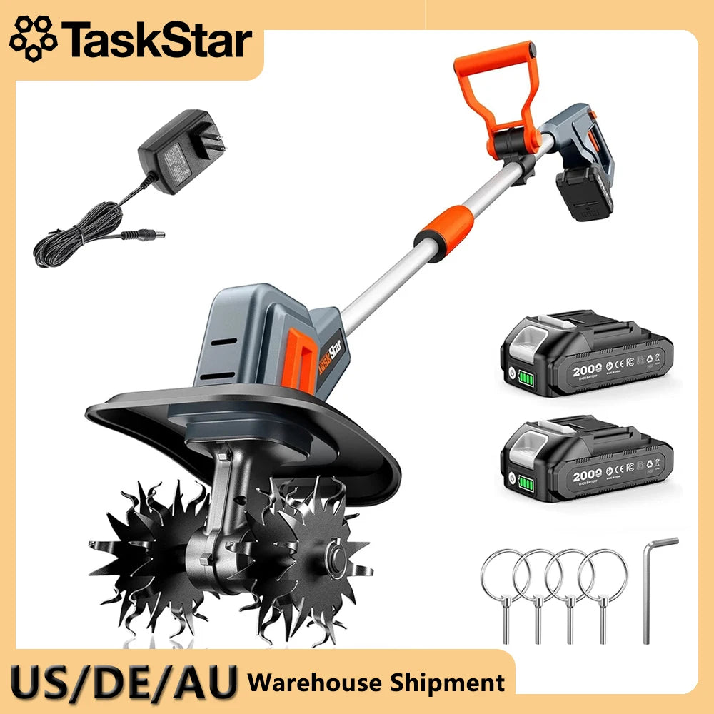 TaskStar Electric Cultivator For Makita 18V Battery Rotary Tiller