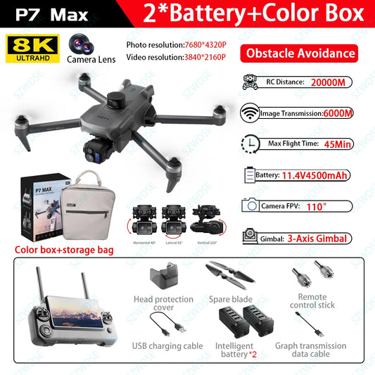 JJRCC P7 MAX GPS Drone With Screen Remote Control 8K