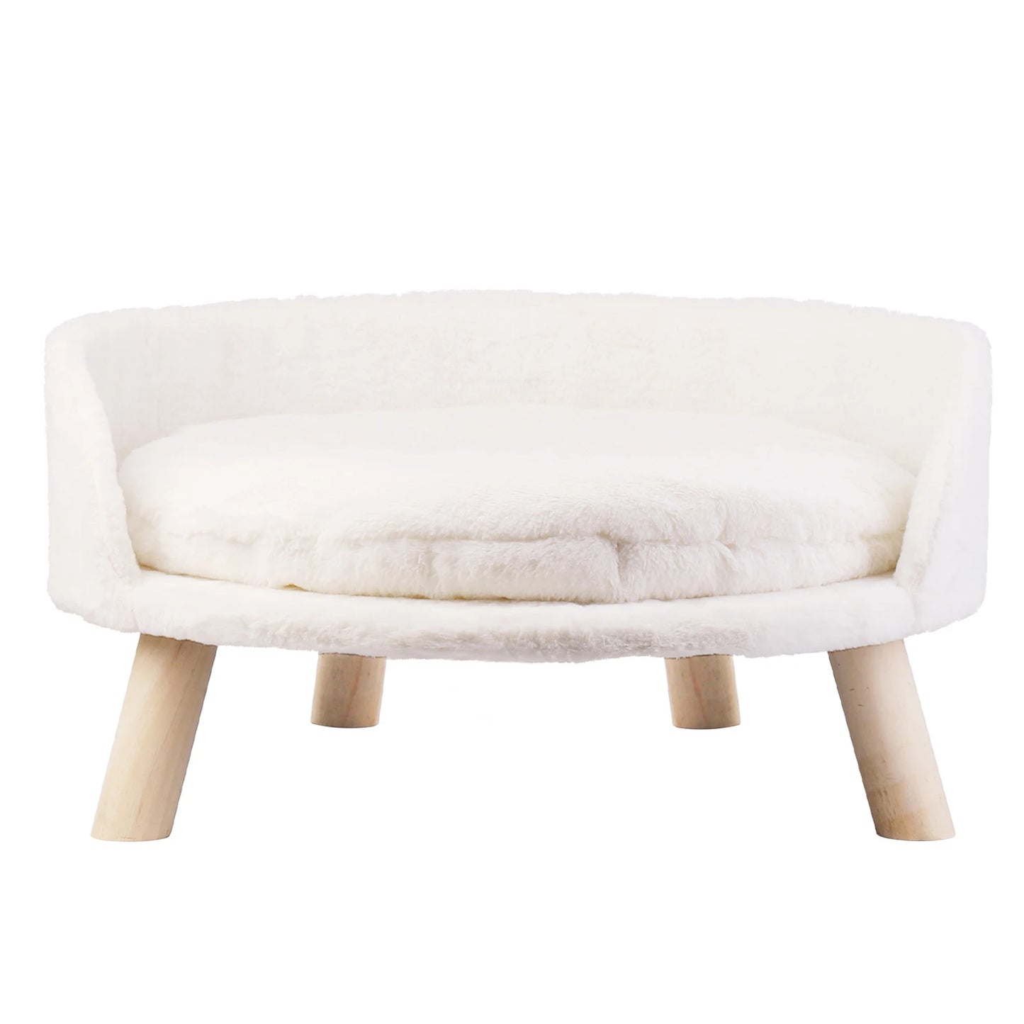 Soft Cat Bed Plush Nest Washable Cushion With Wood Legs