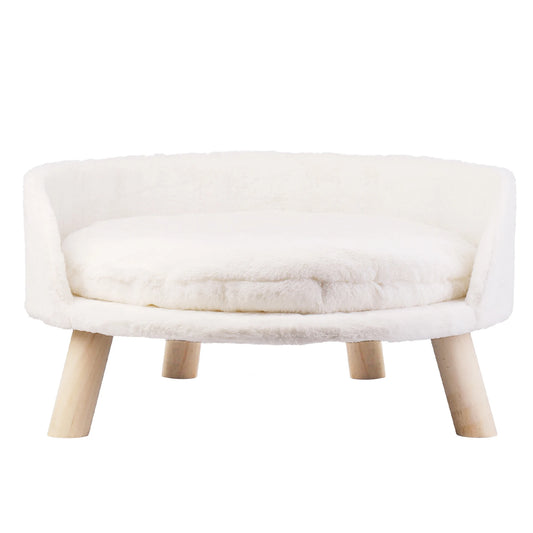 Soft Cat Bed Plush Nest Washable Cushion With Wood Legs