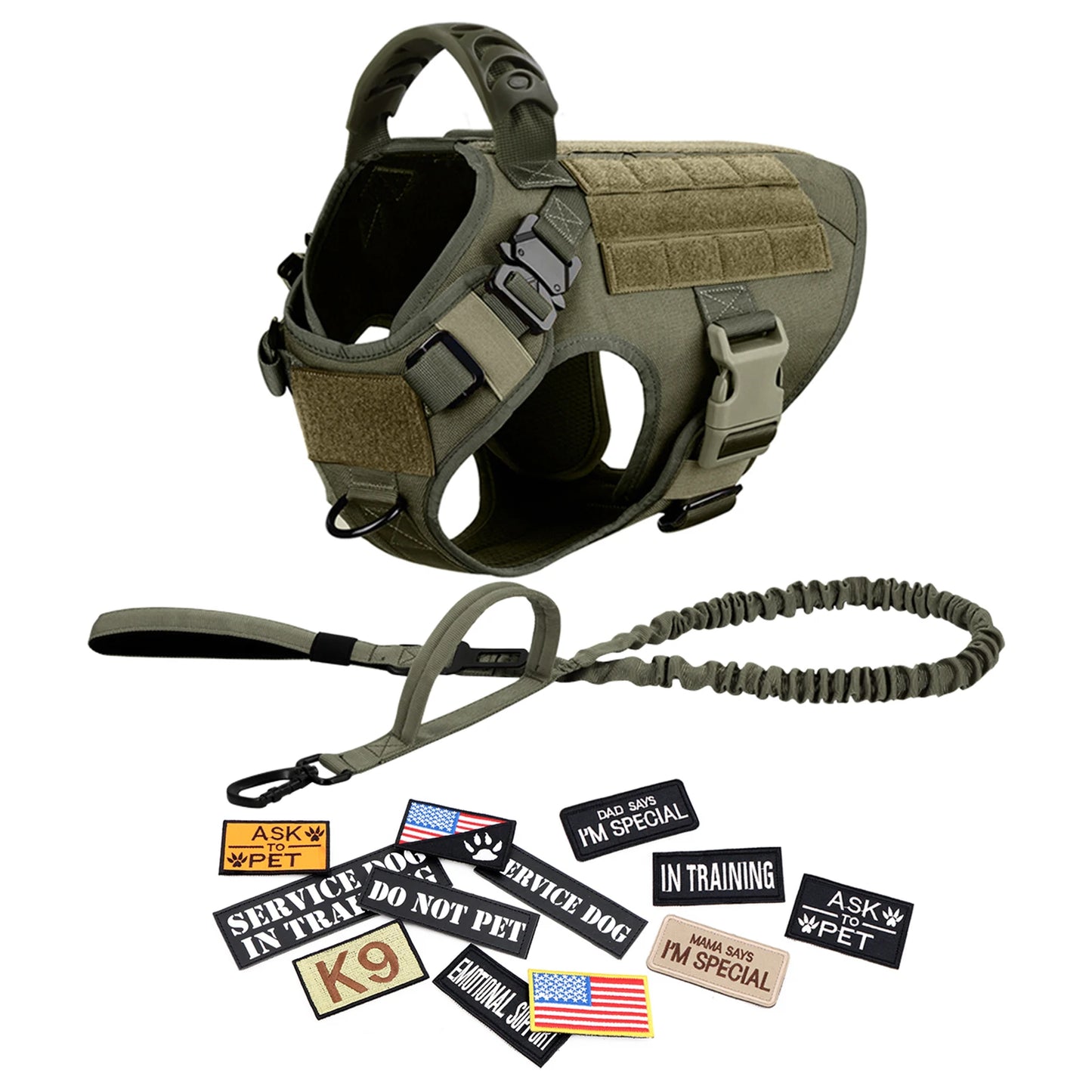 Petravel Military Large Dog Harness Vest Set With Patches For Training