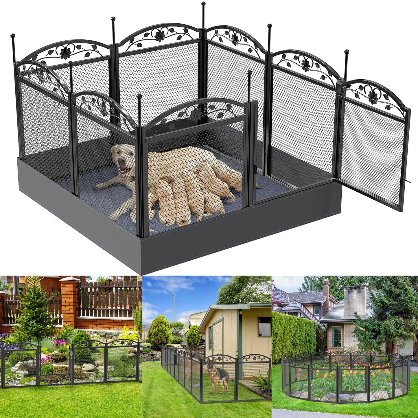 BINGOPAW Dog Playpen Fence Detachable Exercise Pen for Pets