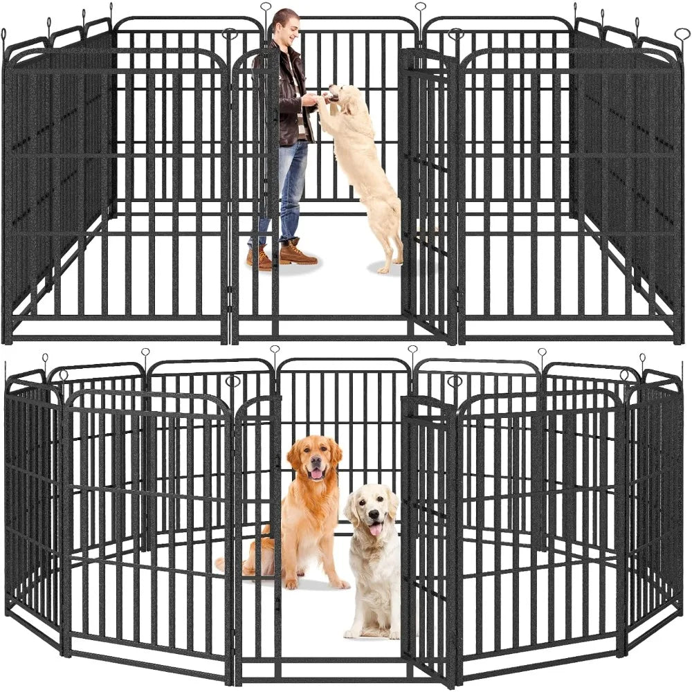 Outdoor Dog Fence Heavy Duty Anti Rust Playpen Reinforced Crossbars