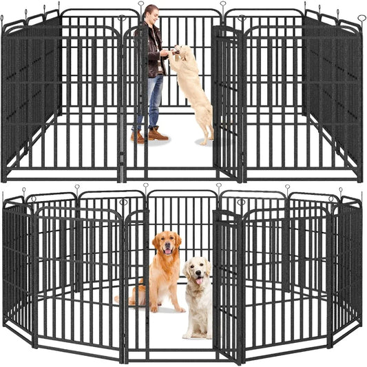Outdoor Dog Fence Heavy Duty Anti Rust Playpen Reinforced Crossbars