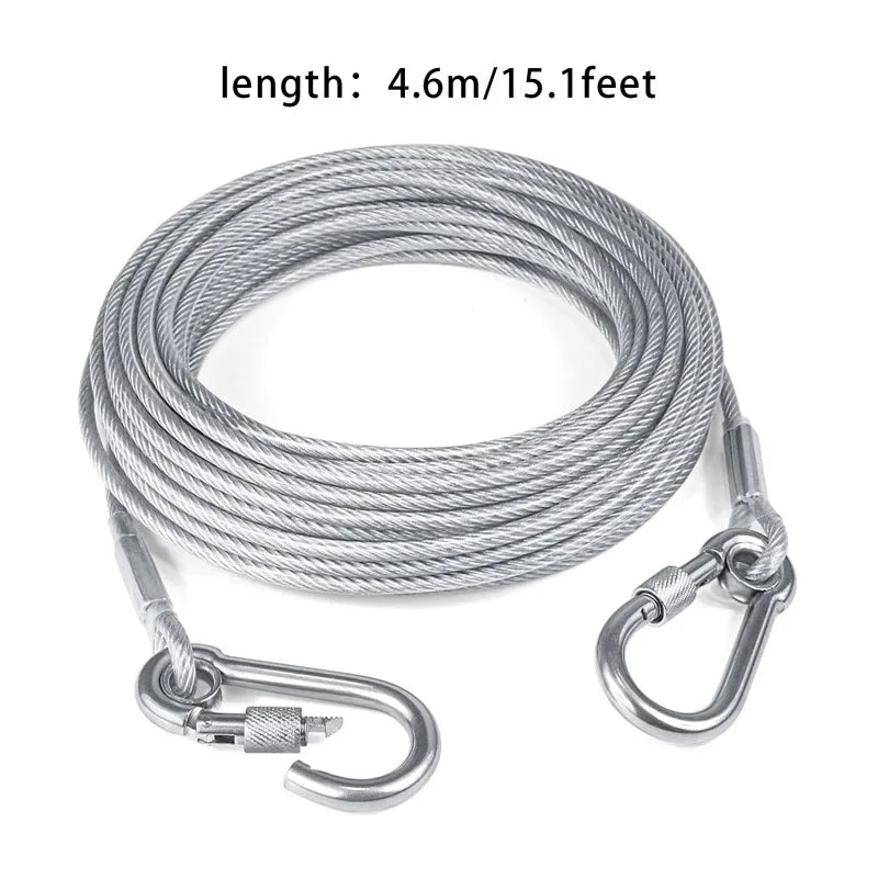Stainless Steel Double Headed Dog Tie Out Cable Leash