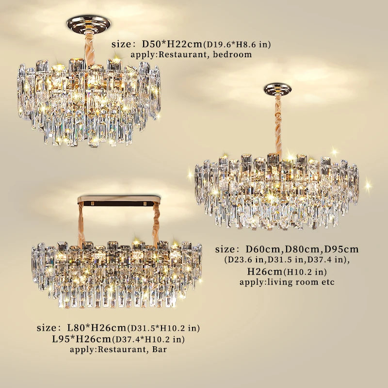Yingxuan Loft Pendant Lighting Crystal Chandelier For Dining Room