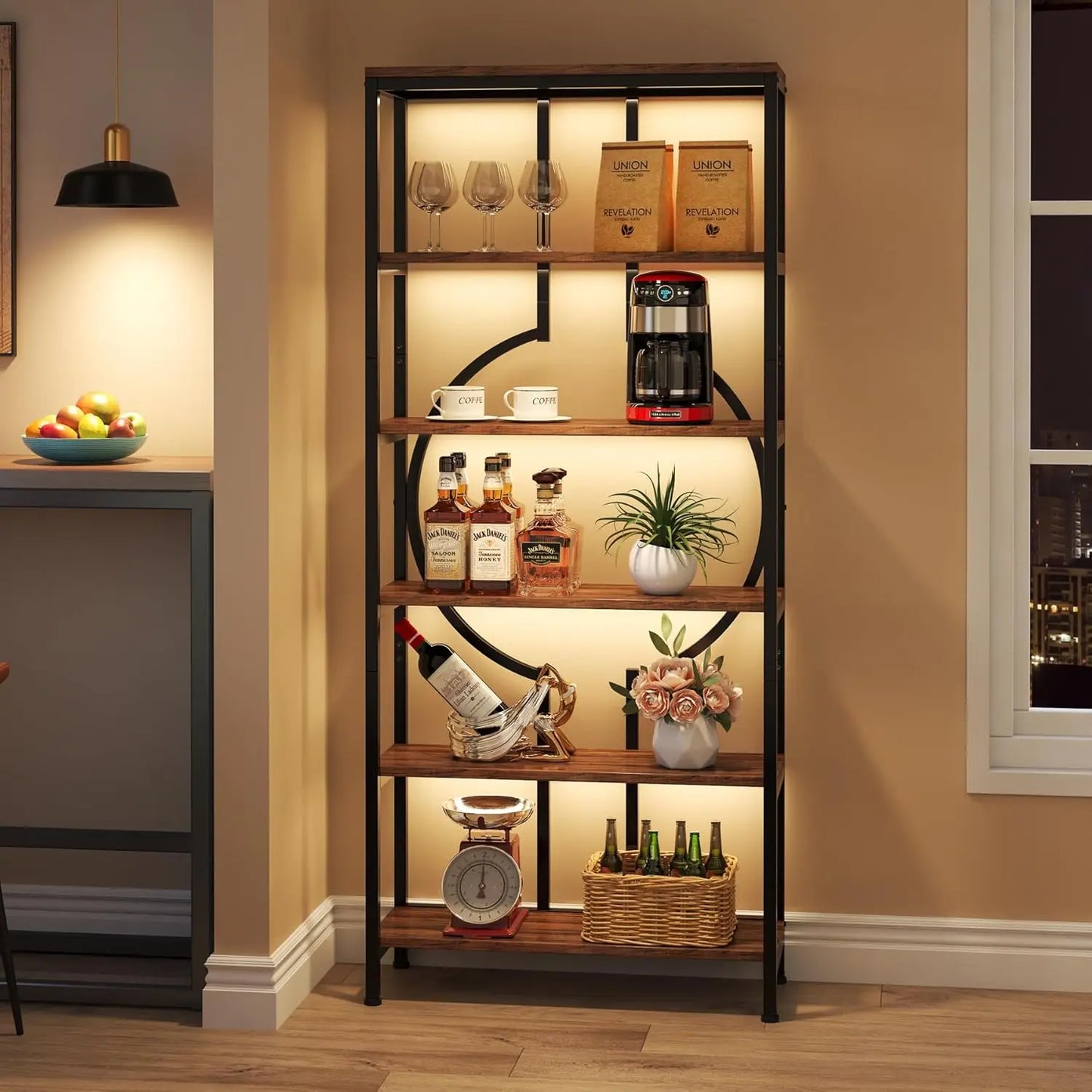Industrial Six Tier Bookshelf Open Metal Shelving Unit