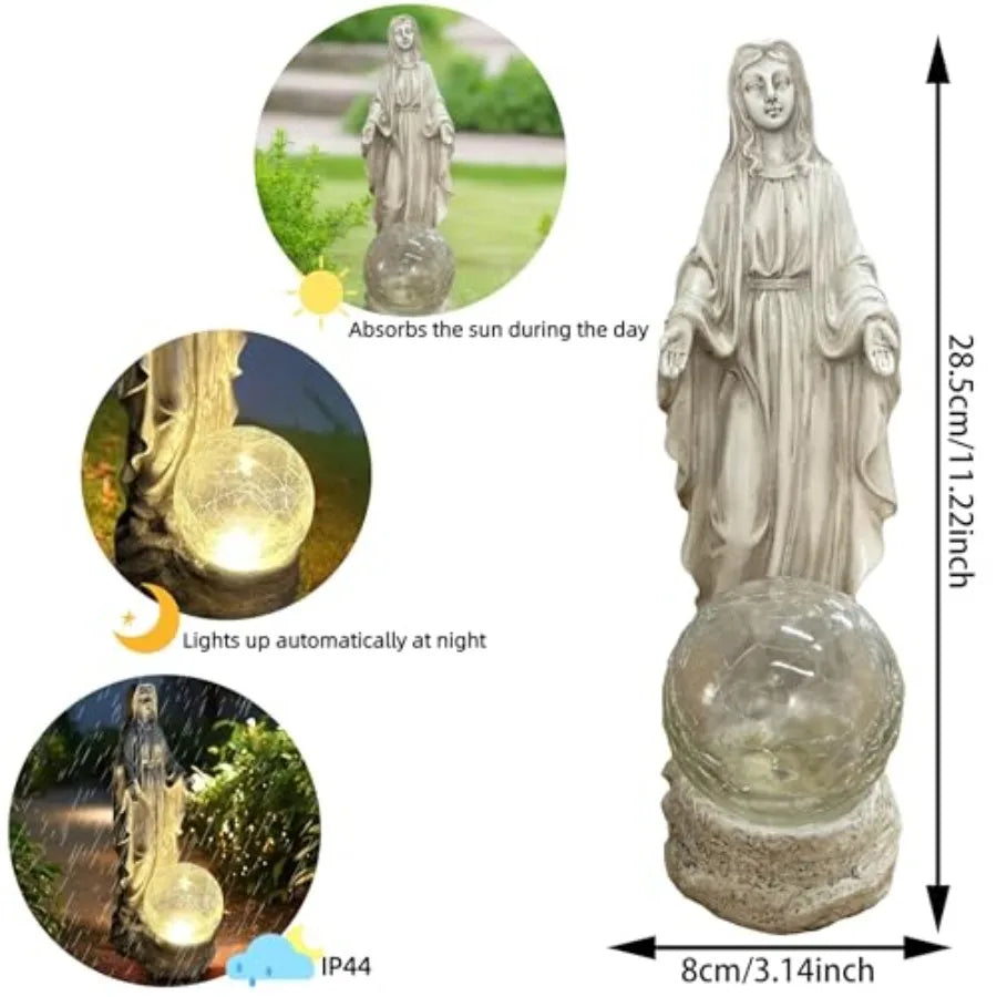 SHXI Solar Virgin Mary Outdoor Garden Statue With Lights