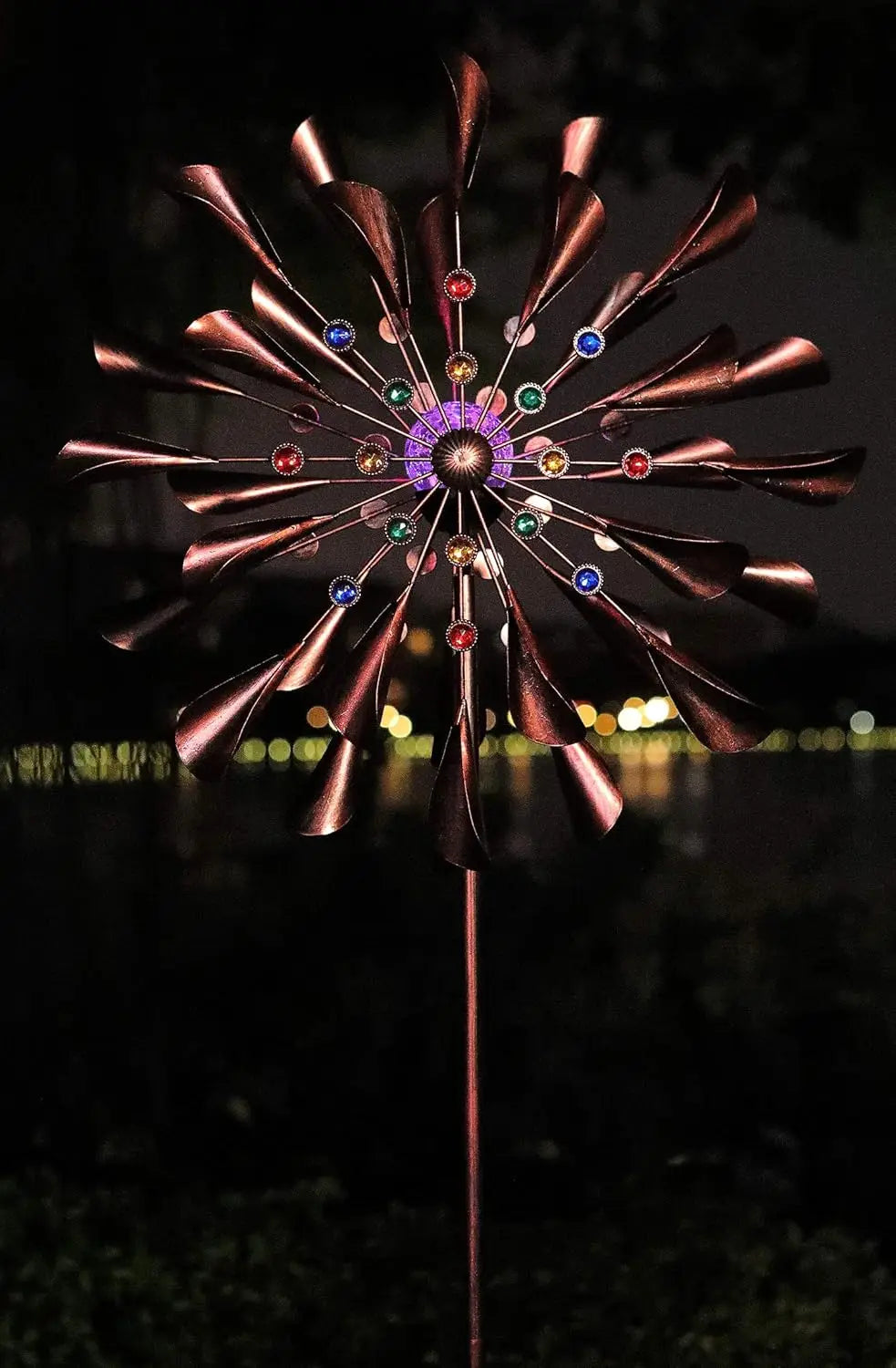 Solar-Powered Kinetic Wind Spinner With LED Lights
