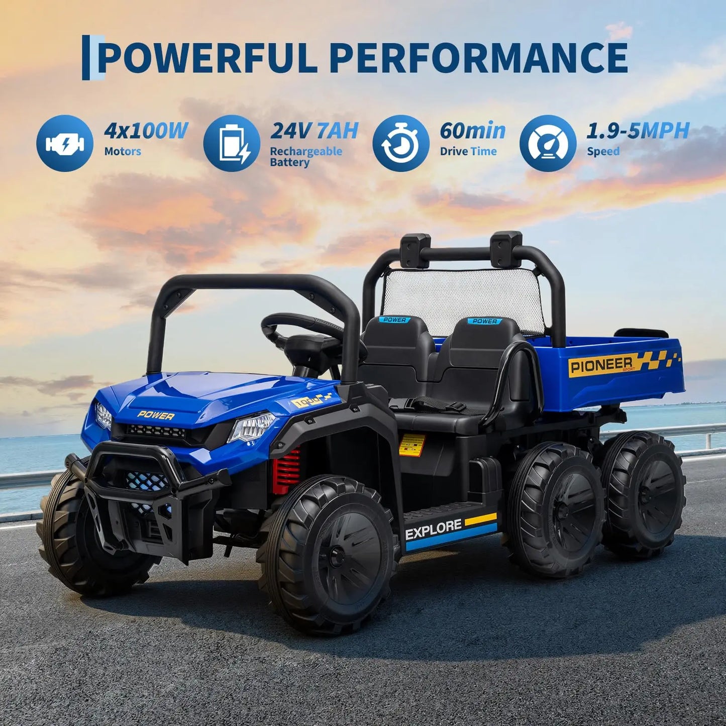 24V Two Seater Ride On Electric Dump Truck With Remote
