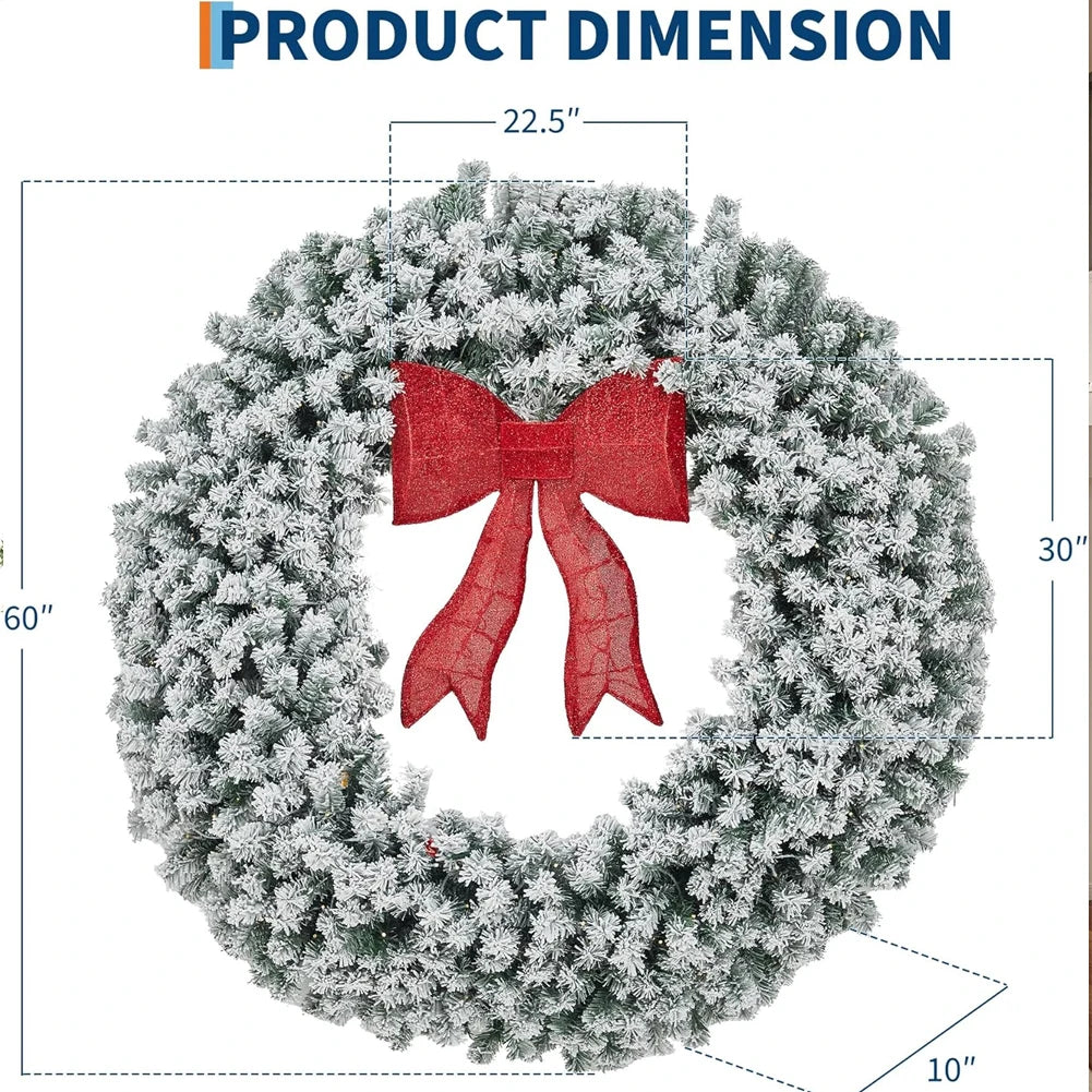 Studyset Pre Lit Christmas Wreath With Bow Indoor Outdoor Decor