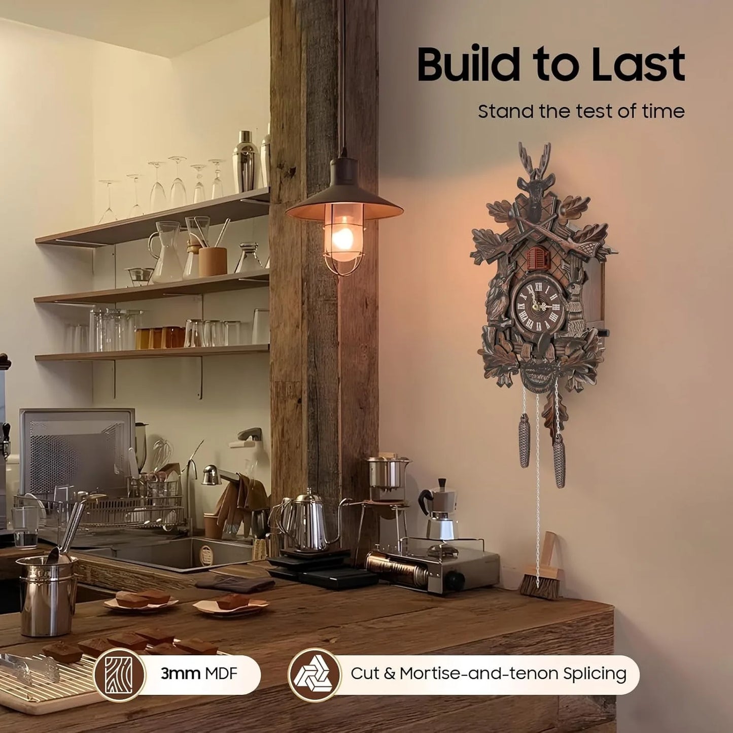Wooden Cuckoo Clock With Pendulum Battery Operated Wall Clock