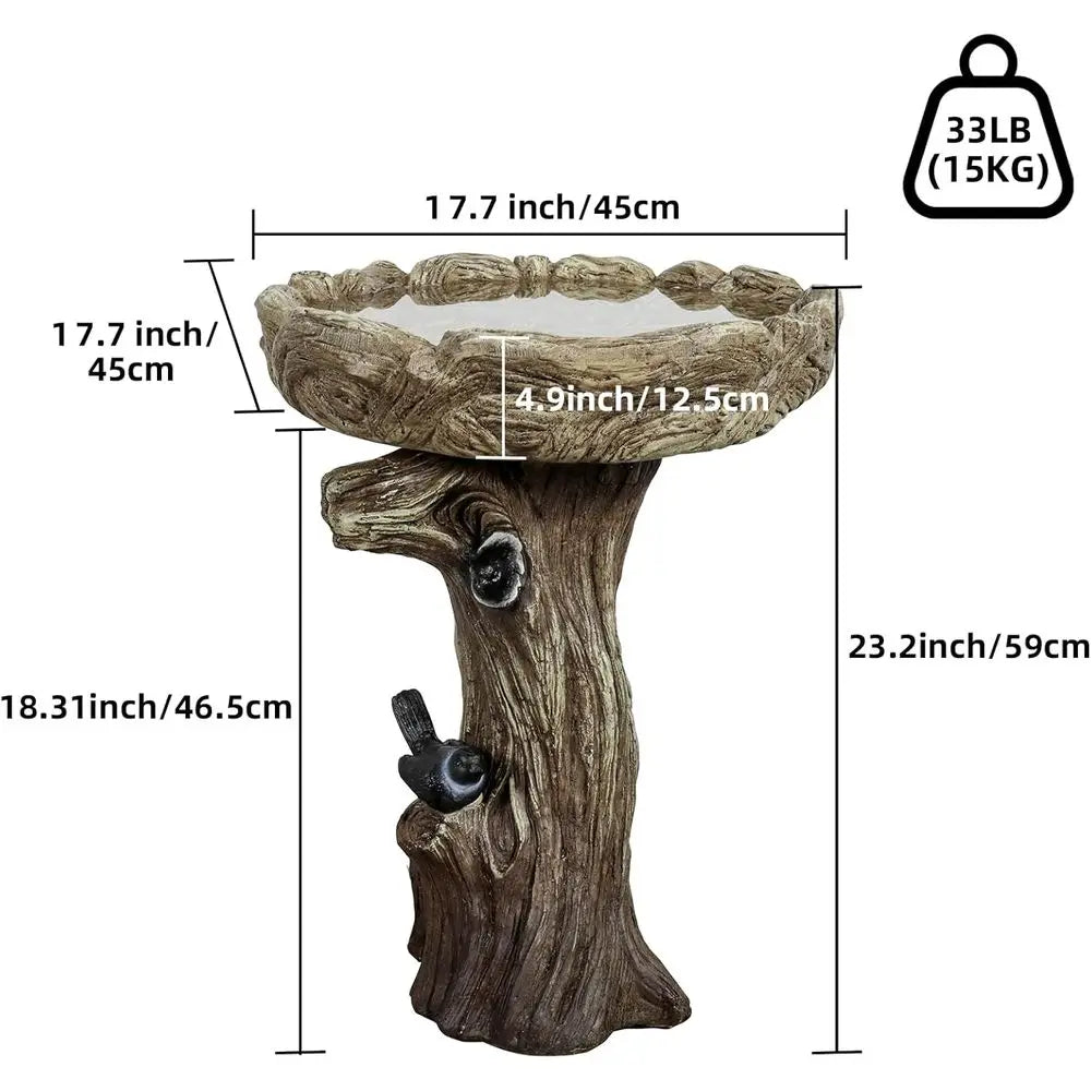 Skyire Bird Bath Pedestal Fiber Reinforced Concrete Woodland Decor
