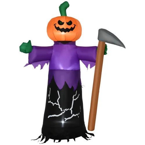 Inflatable Halloween Pumpkin Grim Reaper With LED Lights Waterproof