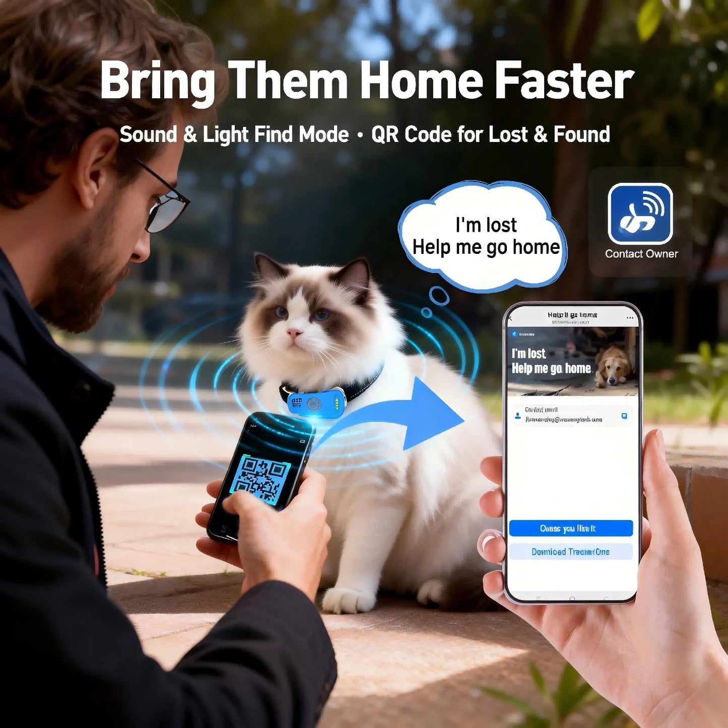 WANWAYTECH GPS Pet Tracker Real Time Location Unlimited Tracking