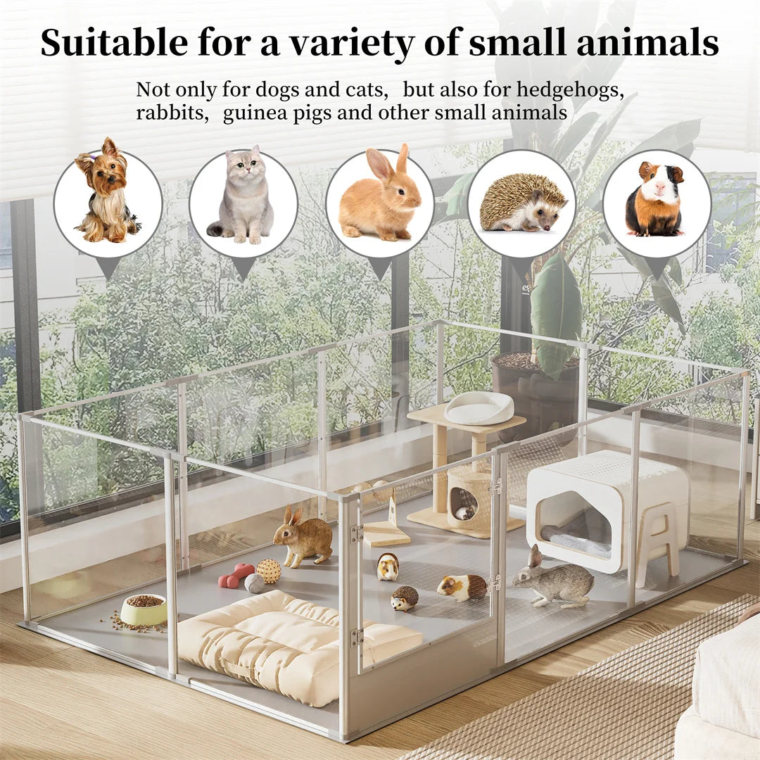BINGOPAW Ex-Large Clear Acrylic Dog Playpen With Whelping Pad
