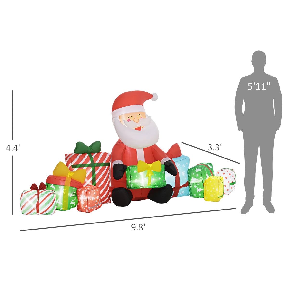 Outsunny Inflatable Santa Gift Boxes With LED Lights Outdoor Decor