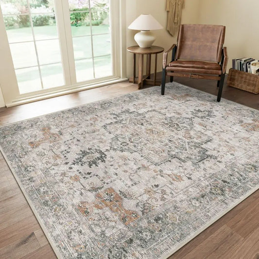Machine Washable Non Slip Vintage Chenille Area Rug Living Room