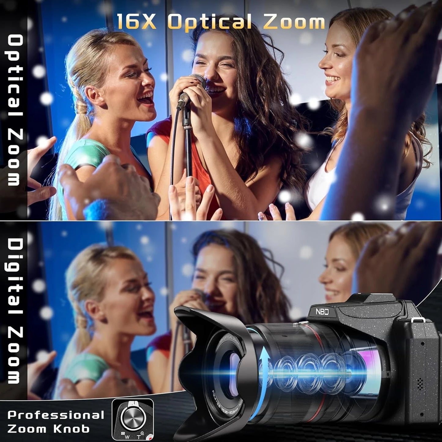 NBD S210F 8K 64MP Digital Camera With Autofocus 16x Optical Zoom Flip Screen