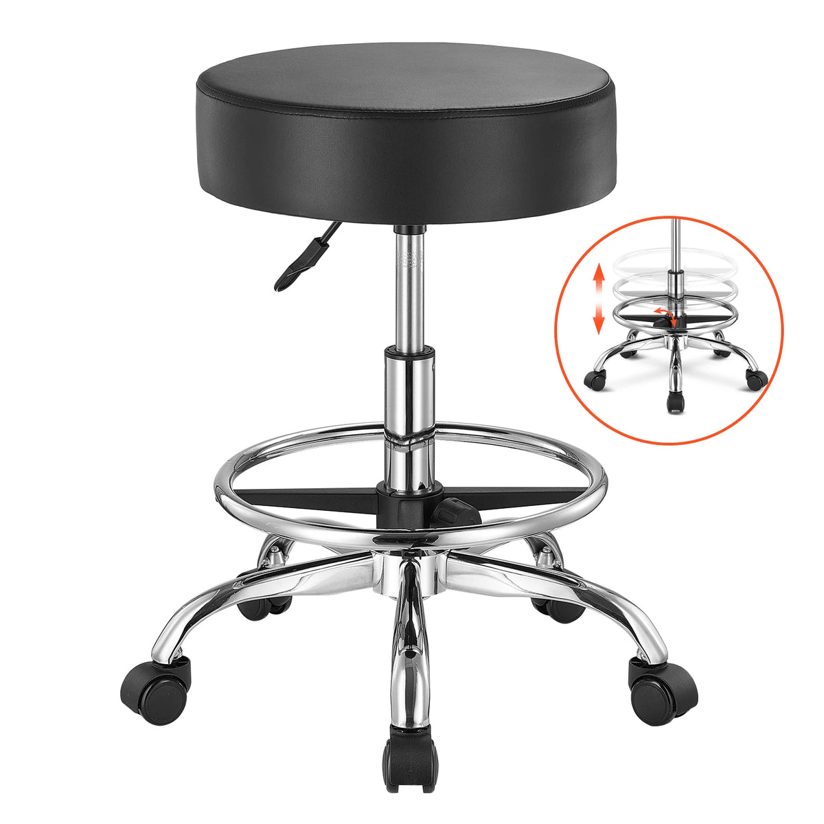 SucceBuy Adjustable Rolling Stool Chair For Salon Spa And Clinic