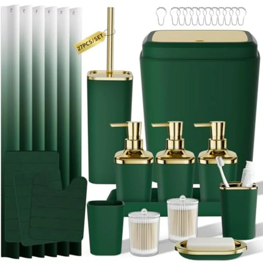 Bathroom Accessory Set With Shower Curtain And Rugs